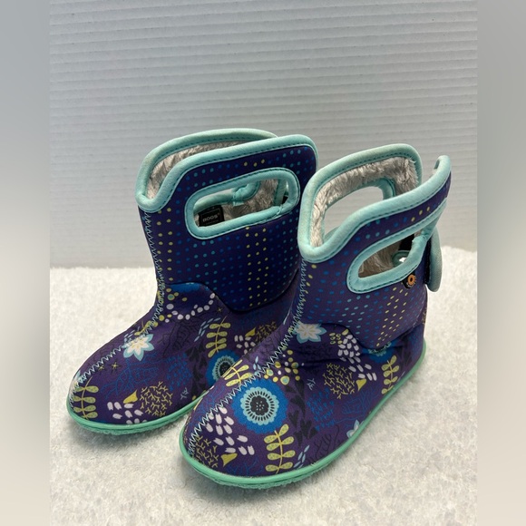 Bogs Toddler Waterproof Boots in Purple Floral Girls Size 10 - Picture 1 of 6